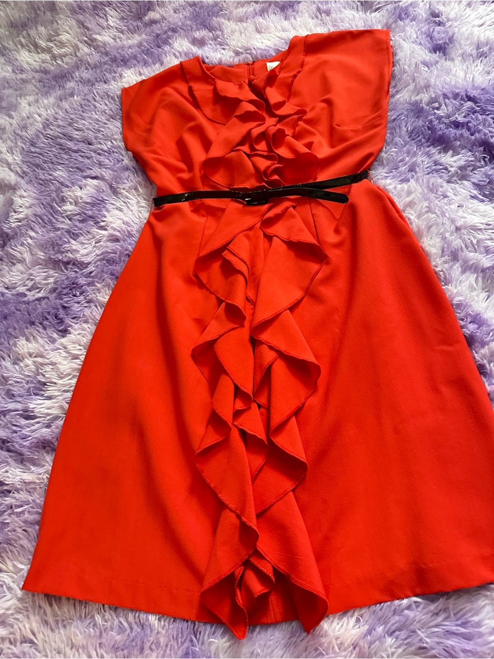 Olivia Matthews Scarlet Red Dress with Ruffle Detail